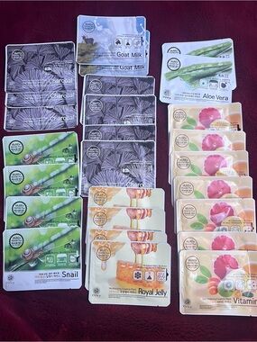 Multi-Use Facial Sheet Mask Variety Pack - Pink/Green/Black/Beige